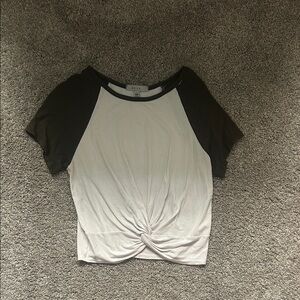 Gaze Black and White Twist Front Tee